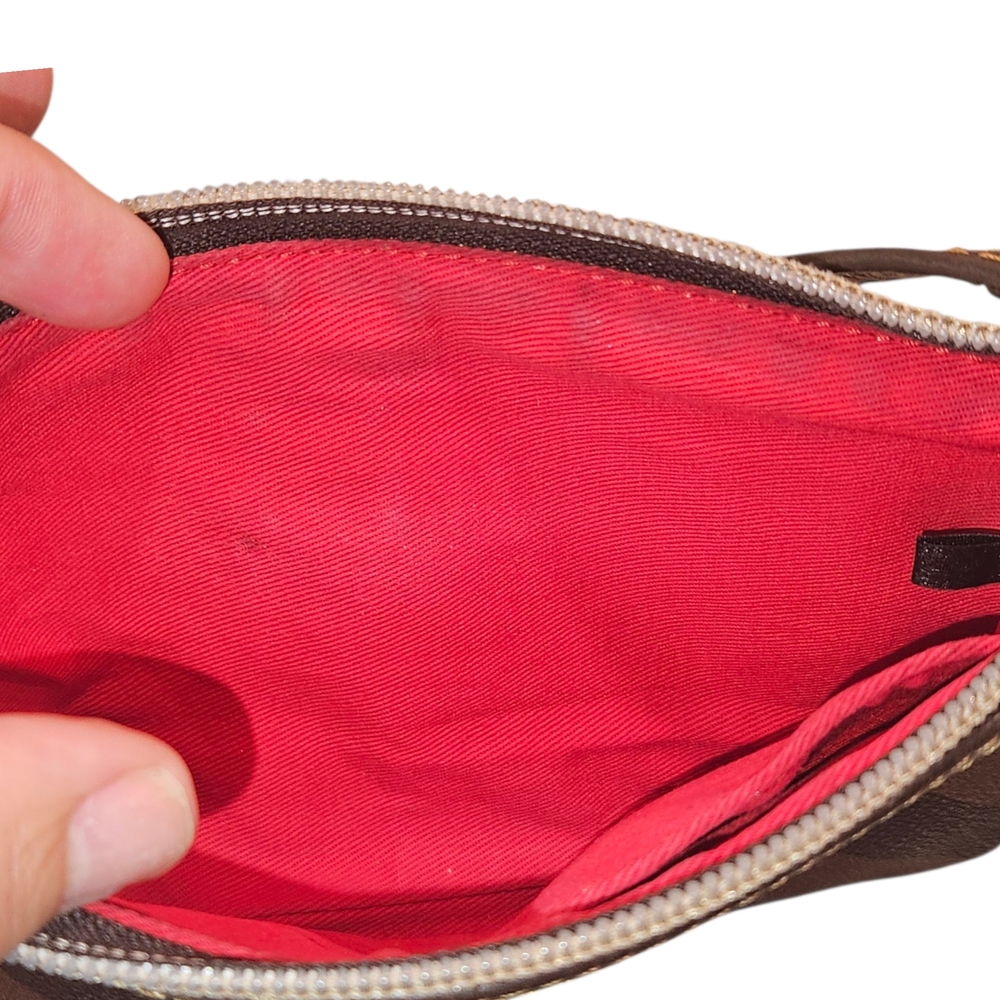 Dooney & Bourke Brown Chevron Wristlet - Picture 7 of 9
